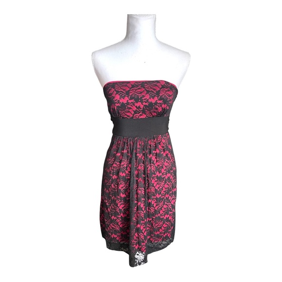 Wet Seal Dresses & Skirts - Vintage Y2K Wet Seal Sleeveless Pink Black Lace Mini Dress witchy vamp goth sz S